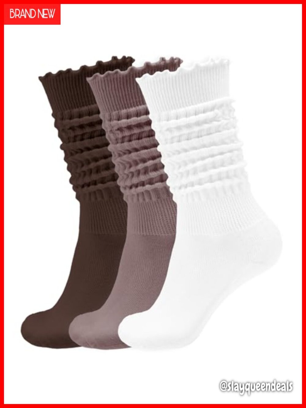 Women's Ruffle Slouchy Knee High Socks 3 Pack Cotton Blend Retro Frilly